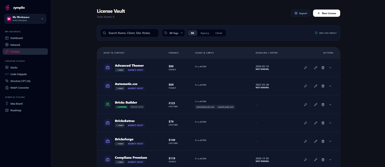 zymplio License Vault
